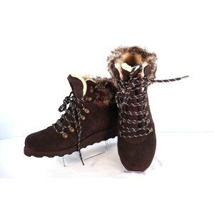 BearPaw  Dark Brown Suede Winter‎ Hiking Ankle Boots with Lace Up Design Size 10